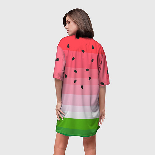 Женская длинная футболка Арбузик / 3D-принт – фото 4