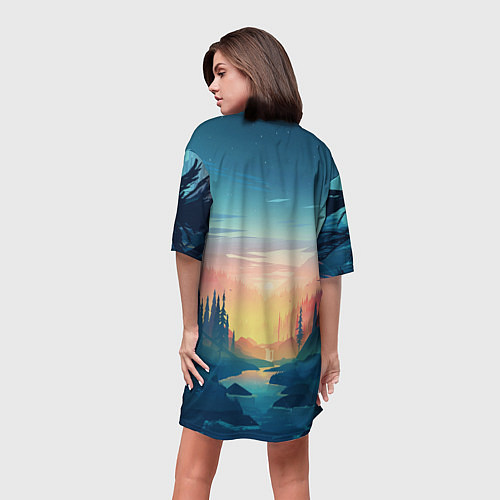 Женская длинная футболка Лес / 3D-принт – фото 4