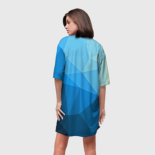 Женская длинная футболка Geometric blue / 3D-принт – фото 4