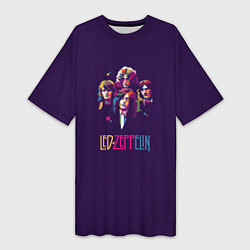 Футболка женская длинная Led Zeppelin Color, цвет: 3D-принт