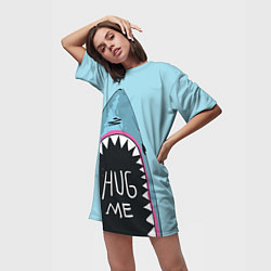 Футболка женская длинная Shark: Hug me, цвет: 3D-принт — фото 2