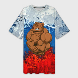 Женская длинная футболка Русский медведь