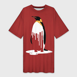 Женская длинная футболка Расплавленный пингвин
