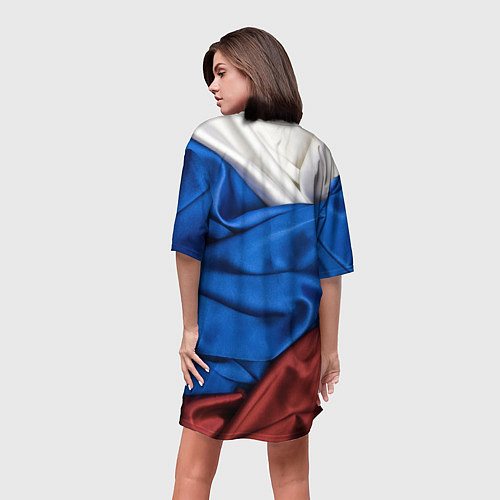 Женская длинная футболка Российский Триколор / 3D-принт – фото 4