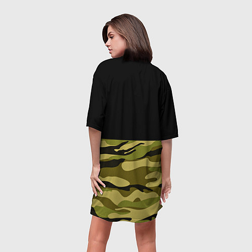 Женская длинная футболка Лесной Камуфляж / 3D-принт – фото 4