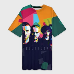 Футболка женская длинная Coldplay, цвет: 3D-принт