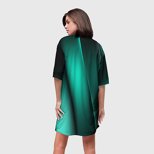 Женская длинная футболка Emerald lines / 3D-принт – фото 4