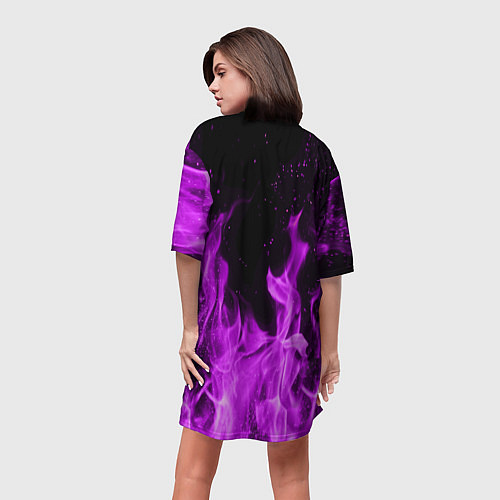 Женская длинная футболка Фиолетовый огонь / 3D-принт – фото 4