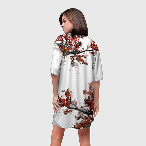 Женская длинная футболка САКУРА / 3D-принт – фото 4