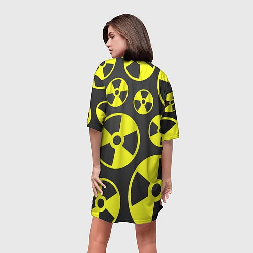 Женская длинная футболка Радиация / 3D-принт – фото 4