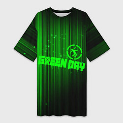 Футболка женская длинная Green Day лучи, цвет: 3D-принт