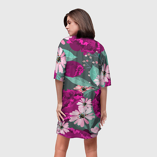 Женская длинная футболка Осенний цветок / 3D-принт – фото 4