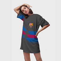 Футболка женская длинная Barcelona FC: Dark style, цвет: 3D-принт — фото 2