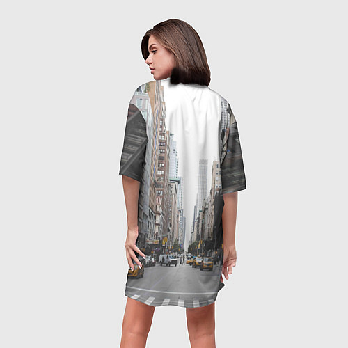 Женская длинная футболка Nirvana City / 3D-принт – фото 4