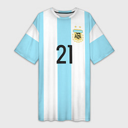 Футболка женская длинная Сборная Аргентины: Диабола ЧМ-2018, цвет: 3D-принт