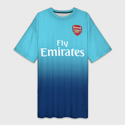Футболка женская длинная Arsenal FC: Blue Away 17/18, цвет: 3D-принт