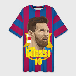 Футболка женская длинная FCB Lionel Messi, цвет: 3D-принт