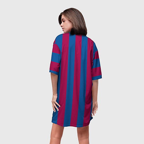 Женская длинная футболка FCB Lionel Messi / 3D-принт – фото 4