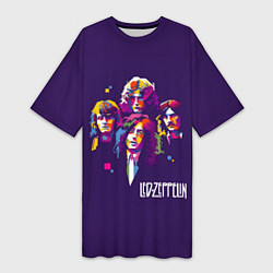 Футболка женская длинная Led Zeppelin: Violet Art, цвет: 3D-принт