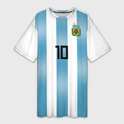 Женская длинная футболка Сборная Аргентины: Месси ЧМ-2018