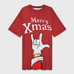 Женская длинная футболка Merry Xmas - Santas hand