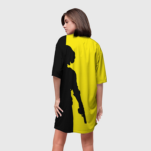 Женская длинная футболка PUBG: Yellow Shadow / 3D-принт – фото 4