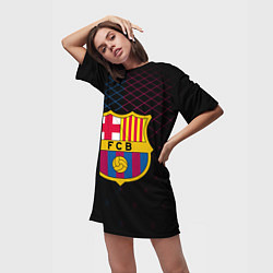 Футболка женская длинная FC Barcelona Lines, цвет: 3D-принт — фото 2