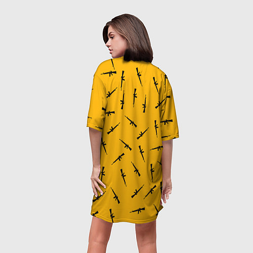 Женская длинная футболка PUBG: Yellow Weapon / 3D-принт – фото 4
