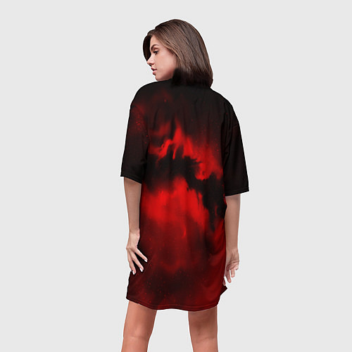 Женская длинная футболка DOOM: Red Fog / 3D-принт – фото 4