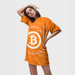 Футболка женская длинная Bitcoin Tech, цвет: 3D-принт — фото 2