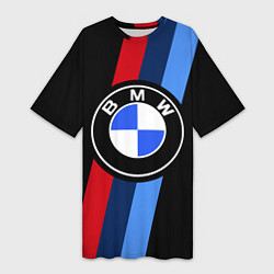 Футболка женская длинная BMW 2021 M SPORT БМВ М СПОРТ, цвет: 3D-принт