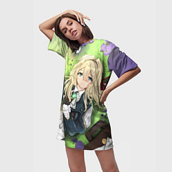 Футболка женская длинная Violet Evergarden, цвет: 3D-принт — фото 2