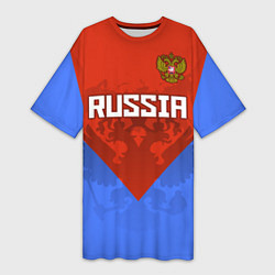 Футболка женская длинная Russia Red & Blue, цвет: 3D-принт