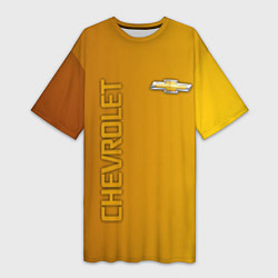 Футболка женская длинная Chevrolet желтый градиент, цвет: 3D-принт