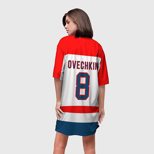 Женская длинная футболка Washington Capitals: Ovechkin White / 3D-принт – фото 4