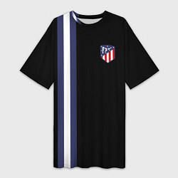 Футболка женская длинная FC Atletico Madrid: Blue Line, цвет: 3D-принт