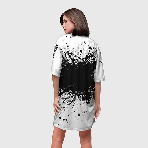 Женская длинная футболка Honda: Black Spray / 3D-принт – фото 4