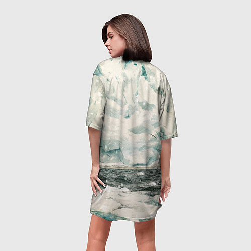 Женская длинная футболка Грот: Ледокол Вега / 3D-принт – фото 4