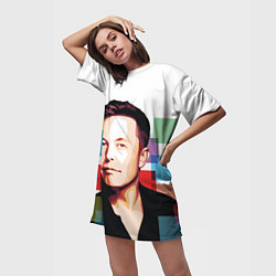 Футболка женская длинная Илон Маск, цвет: 3D-принт — фото 2