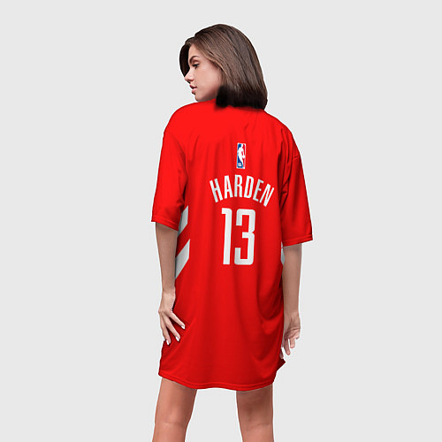 Женская длинная футболка Rockets: James Harden 13 / 3D-принт – фото 4