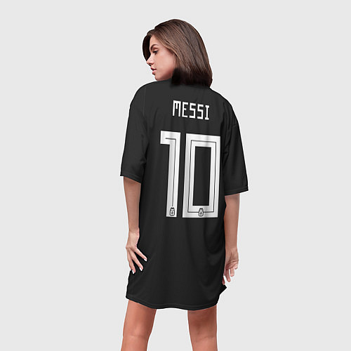 Женская длинная футболка Аргентина: Месси гостевая ЧМ-2018 / 3D-принт – фото 4
