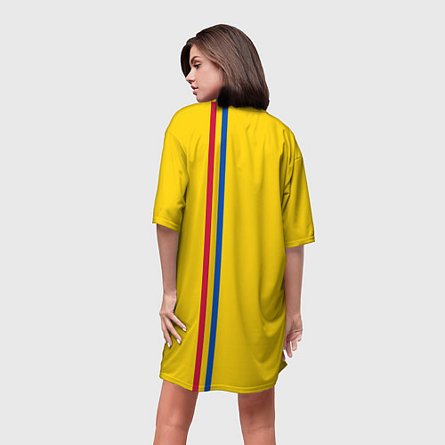 Женская длинная футболка Молдавия: лента с гербом / 3D-принт – фото 4