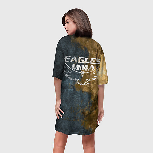 Женская длинная футболка Aka Khabib / 3D-принт – фото 4