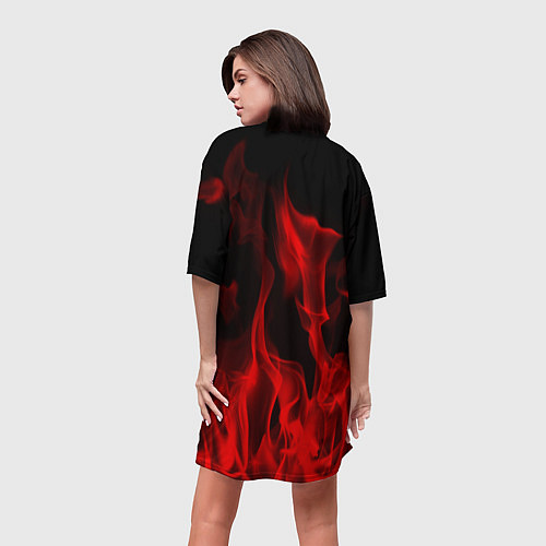 Женская длинная футболка The Beatles: Red Flame / 3D-принт – фото 4