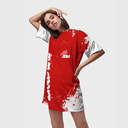 Футболка женская длинная Eat Sleep JDM: Red Style, цвет: 3D-принт — фото 2