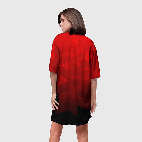 Женская длинная футболка FC Man UTD: Red Poly / 3D-принт – фото 4