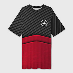 Футболка женская длинная Mercedes Benz: Red Carbon, цвет: 3D-принт