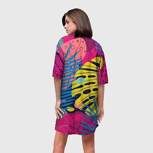 Женская длинная футболка Тропическая мода / 3D-принт – фото 4