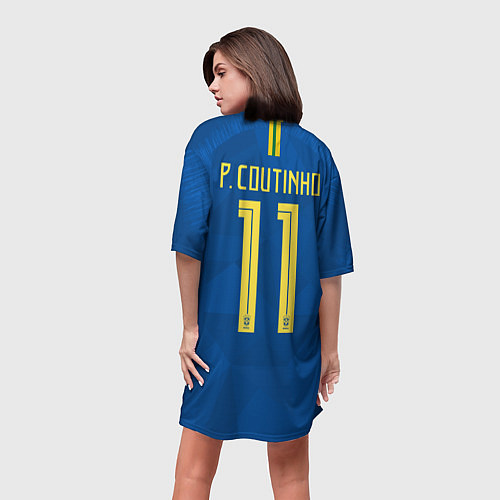Женская длинная футболка Coutinho Away WC 2018 / 3D-принт – фото 4