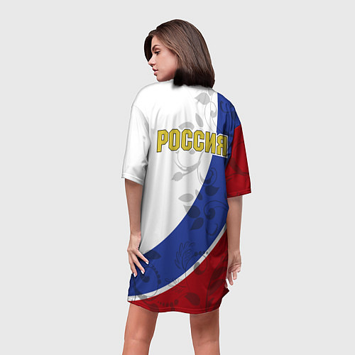 Женская длинная футболка Российская душа / 3D-принт – фото 4
